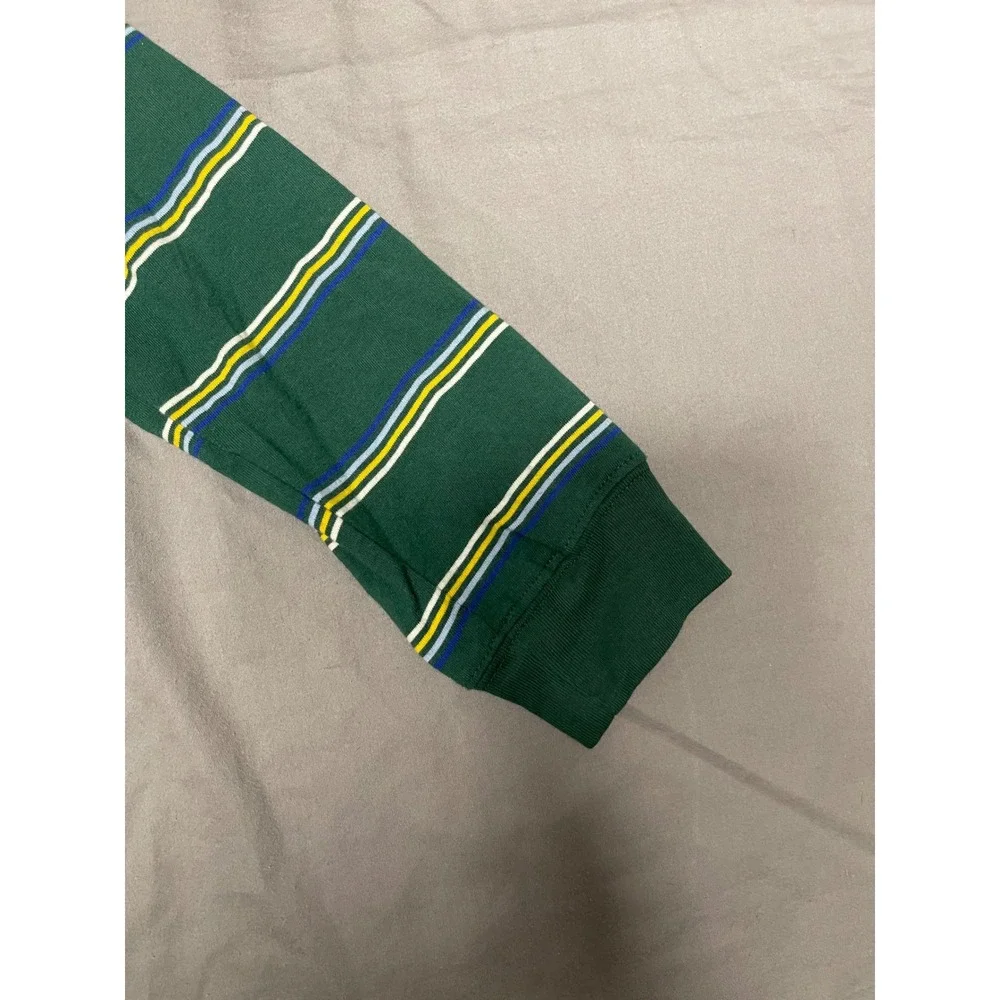 Carters Kid Boys Green Striped Hooded Henley Long Sleeve Shirt Size 8 8A Cotton